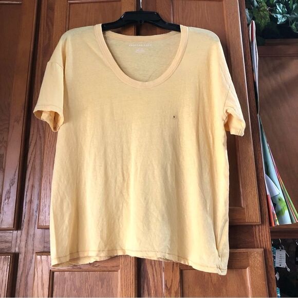 NWT American Eagle Scoop Neck Oversized Short Sleeve Tee w/Hole Details - S - Picture 1 of 10